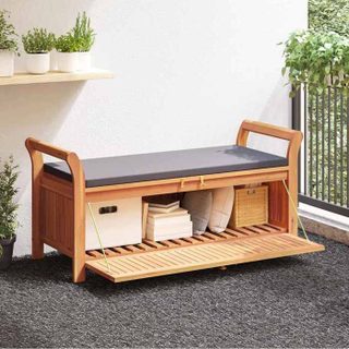 vidaXL Banc de rangement de jardin avec coussin 126 cm Bois dacacia 319717