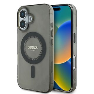 Coque Guess IML Rhinestones MagSafe pour iPhone 16 Plus - Black
