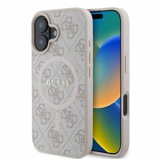 Coque pour iPhone 16 - Guess 4G Ring Classic Classic Logo MagSafe (GUHMP16SG4GFRP) - Rose