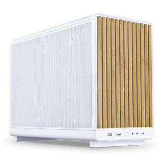 Lian Li Boîtier Mini-Tour - LIAN LI - A3-mATX - Blanc/Bois Clair - Modularité Extrême - Espace Optimisé