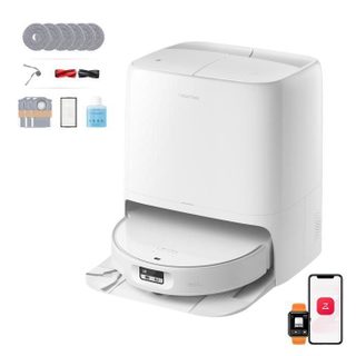 Roborock Saros 20 Neo Aspirateur Robot Laveur 36000Pa Seuils jusquà 8 8cm Eau Chauffée 100°C Anti-Enchevêtrement Détection IA Blanc