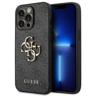 Guess Coque Rigide pour iPhone 14 Pro Max 6 7`` Gris/Gris 4G Logo Big Metal - GUHCP14X4GMGGR