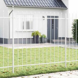 Clôture de jardin vidaXL avec sommet en lance blanche 85 x 15 m en acier 3334102