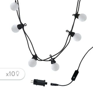 Guirlande lumineuse extérieure - LUMISKY - PARTY MILKY 10 - 10 globes LED - Blanc chaud - Connectable - 5 7 m - 8 modes éclairage