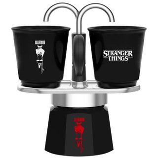 Cafetière italienne - BIALETTI - Set Mini express - Collection Stranger Things - Avec 2 tasses thermosensibles - Noir / Rouge