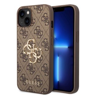 Guess 4G Big Metal Logo Coque iPhone 14 (Marron) - 3666339066284