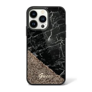Guess Liquid Glitter Marble - Coque pour iPhone 14 Pro (Noir) - 3666339127299