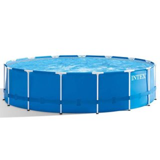 Kit Piscine hors sol tubulaire INTEX - Metal Frame - 457 x 122 cm - Ronde (Pompe bâche tapis de sol échelle) - 28242NP