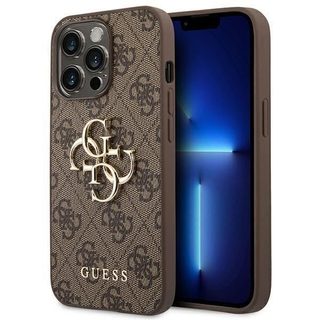 Guess 4G Big Metal Logo Coque iPhone 14 Pro (Marron) - 3666339066307