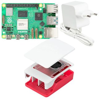 RASPBERRY Kit Raspberry Pi 5 Lite 2 Go - Carte mère avec 2 Go de RAM boîtier officiel blanc/rouge et alimentation secteur USB-C 5.1V 5A.
