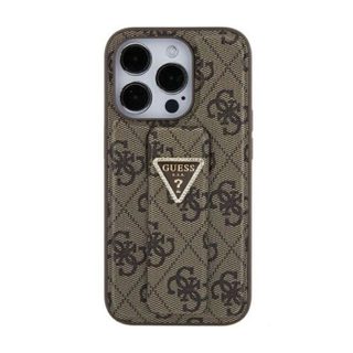 Guess Grip Stand 4G Triangle Strass Logo - Coque iPhone 15 (marron)