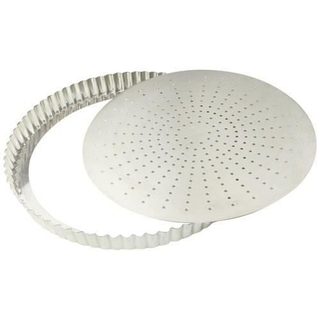 Tourtière cannelée perforée - GOBEL - Fer blanc - Ø24cm - Fond mobile - Hauteur 28mm