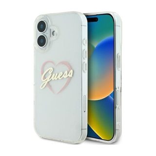Coque Guess Hardcase IML Heart pour iPhone 16 Plus - Clear