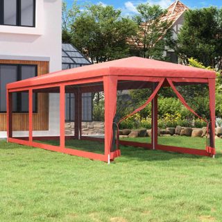 Vidaxl 319245 Tente de fête avec 8 parois latérales en maille Rouge 3x9m PEHD