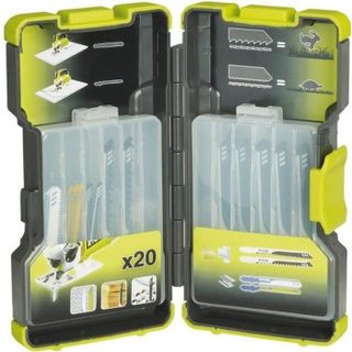 RYOBI - Coffret 20 lames scie sauteuse panachées bois et métal 75 et 100 mm TPI 6 / 8 / 10 / 12 / 14 / 20 / 24 - RAK20JB