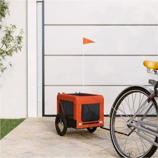 vidaXL Remorque de Vélo pour Animaux de Compagnie Chariot à Vélo pour Chien avec Roues Poussette de Chien Orange et Noir 93907