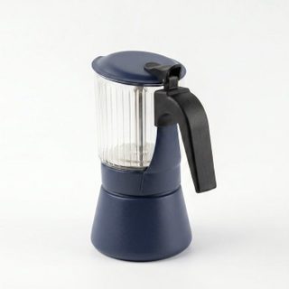 Cafetière italienne - INOXIBAR - Clair 9 tasses Bleu - verre borosilicaté - induction - soupape sécurité