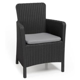 Fauteuil de jardin - Allibert by KETER - IOWA - en résine imitation rotin tressé coloris gris graphite avec coussin