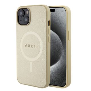 Coque Guess Saffiano MagSafe pour iPhone 15 Plus - Gold