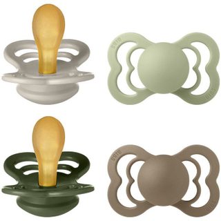 Sucette bébé - BIBS Supreme - Symétrique - T2 - Caoutchouc naturel - 4 pièces - Sand Sage Hunter Green Dark Oak