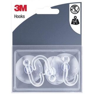 3M - Crochet ventouse - Rond - Supporte 1 kg - Transparent - Lot de 3