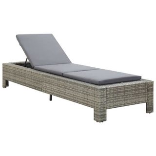 vidaXL Transat avec coussin Gris Résine tressée