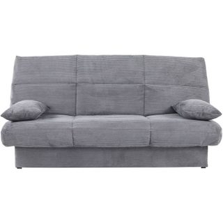Banquette clic-clac CLEM - 3 places - Tissu velours côtelé - Velour gris - Densité 20kg/m3 - 190 x 90 x 92 cm - Fabriqué au Portugal