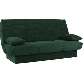 Banquette clic-clac - 3 places - Avec coussins - Tissu Vert -190 x 90 x 92 cm - CLEM
