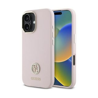 Coque En Silicone Guess Pour Iphone 16 6.1 Avec Logo Et Cristaux Strass