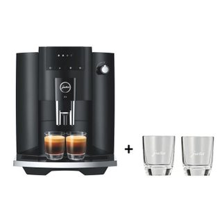 Machine à café expresso broyeur - JURA - E4 Piano - 1450 W - 5 spécialités - Noir brillant + 2 verres espresso 80 ml