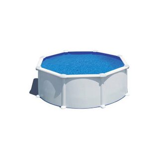 GRE - Kit Piscine hors sol acier ronde blanche Ø370 x 132 cm (Livrée avec filtre à sable et échelle)