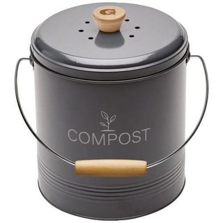 Seau à compost - GUILLOUARD - Rond - Capacité 45L - Avec seau plastique de 3L - Filtre à charbon - 18x22x22cm - Gris