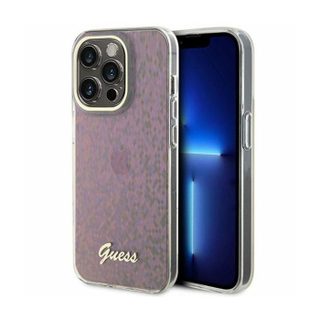 Guess GUHCP15XHDECMP Coque Rigide pour iPhone 15 Pro Max 6 7 Rose IML Faceted Mirror Disco Iiridescent