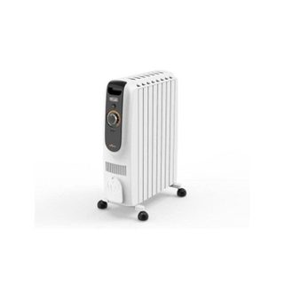 Radiador Eléctrico DeLonghi 2500W grande control giratorio efecto chimenea y seguridad avanzada