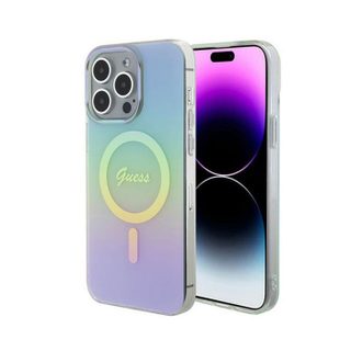 Coque telephone - bumper telephone Guess GUHMP15XHITSQ Coque pour iPhone 15 Pro Max Turquoise Rigide IML Iridescent