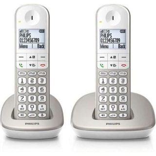 Téléphone Sans Fil - PHILIPS - XL4902S/22 - 19 - 550 mAh - 2 pcs Blanc