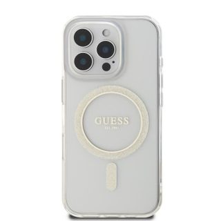 Coque pour iPhone 16 Pro Max MagSafe avec Cercle Pailleté Guess Transparent