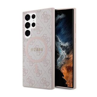 Coque de téléphone - Guess - 4G Collection - Cuir et métal - Compatible MagSafe - Rose
