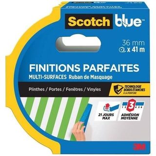 SCOTCH - Ruban de masquage - Multi-surfaces - Finitions parfaites - Plinthes portes fenêtres vinyles - 36 mm x 41 m - Bleu