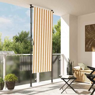 Store roulant dextérieur - vidaXL - Orange et blanc - 120x270cm - Tissu acier