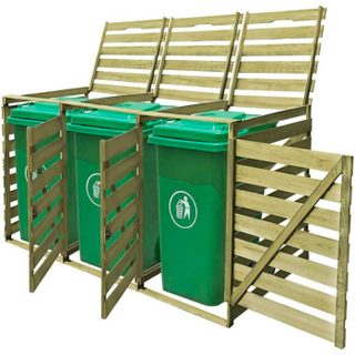 Solde 2026Rangement combine jardin moderne Vert - Abri pour poubelle triple 240 L Bois imprégné 50 Kg 13764571