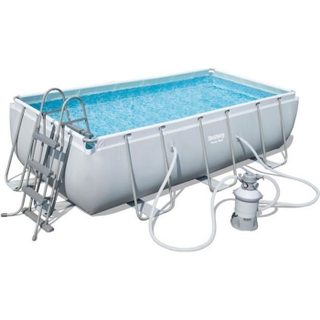Kit Piscine hors sol tubulaire BESTWAY - Power Steel™ - 404 x 201 x 100 cm - Rectangulaire (Filtre à sable échelle diffuseur)
