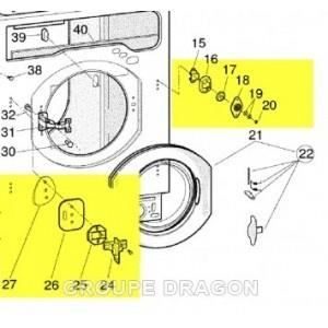 Kit encastrement charnières pour lave-linge ARISTON AWM129EU - Pièce dorigine Constructeur
