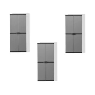 Tood Lot de 2 armoires haute et basse de rangement en résine