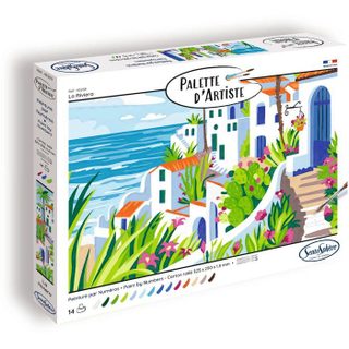 Peinture acrylique - SENTOSPHERE - Palette Dartiste - La Riviera - Peinture à numéro pour adulte - Tableau en carte toilée