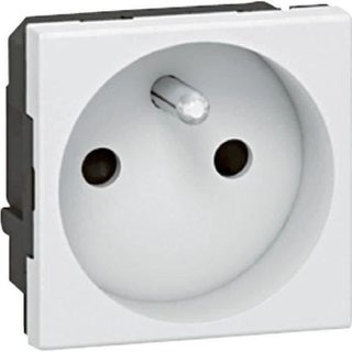 Prise de courant - LEGRAND - Mosaic - 16A - 2 modules - Enjoliveur blanc