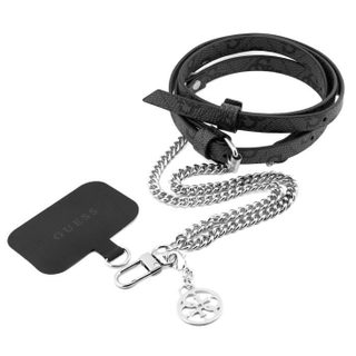 Cordon Bandoulière Smartphone Longueur 150cm avec Accroche Guess Argent et Noir