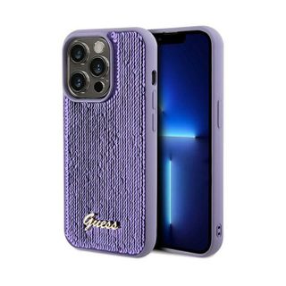 Guess Sequin Script Metal - Coque pour iPhone 13 Pro (violet)