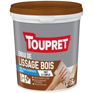 TOUPRET Enduit lissage bois en pâte - Intérieur et extérieur - 15 kg - Blanc