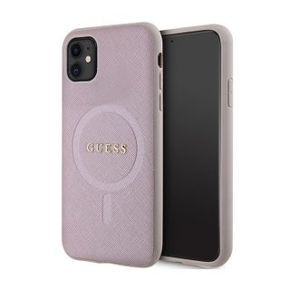 Coque Guess Saffiano MagSafe pour iPhone 11 rose